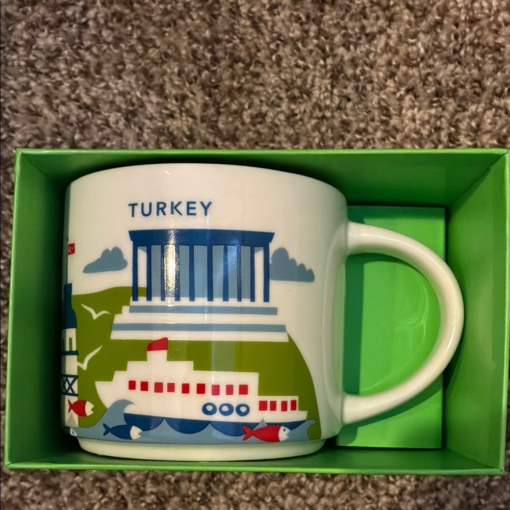Starbucks Blue and Green Turkey Mug